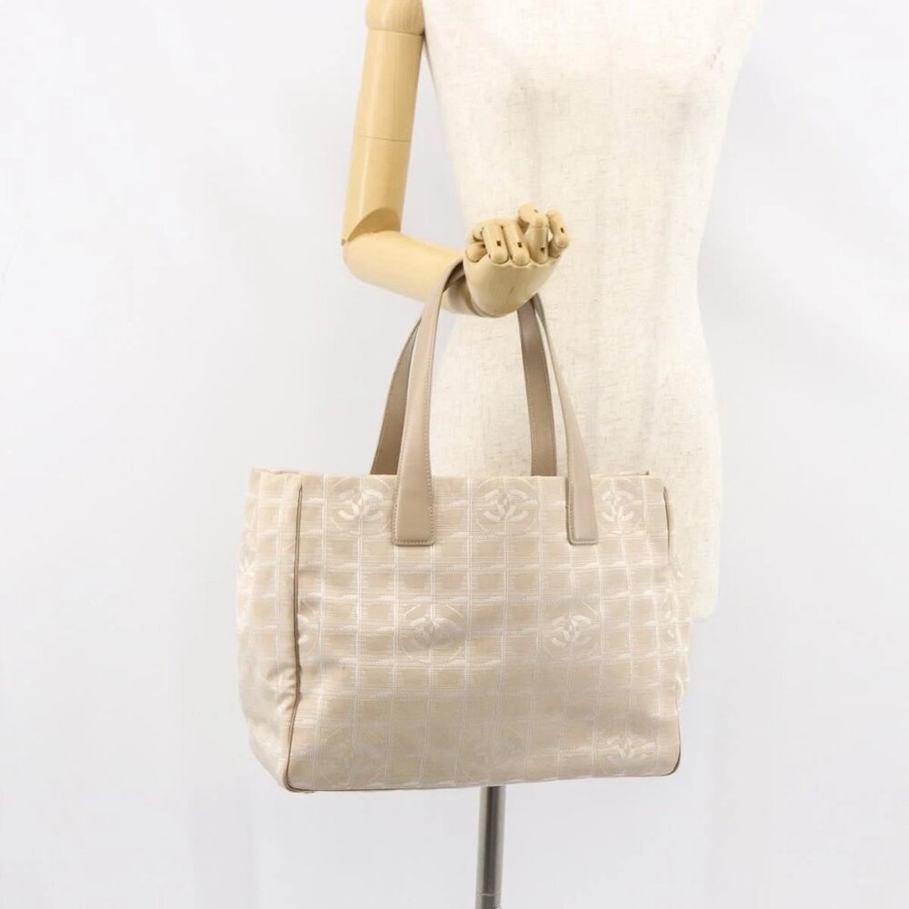 CHANEL New Travel Line Tote Bag Nylon Beige Gold
